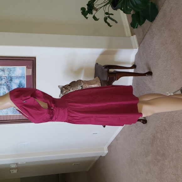 Bar III mvfit & flare midi smocked back & front gathered waist guazy - Picture 4 of 7